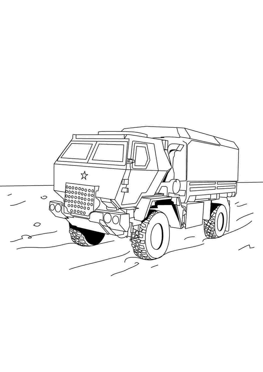 Раскраска Військовий вантажний автомобіль