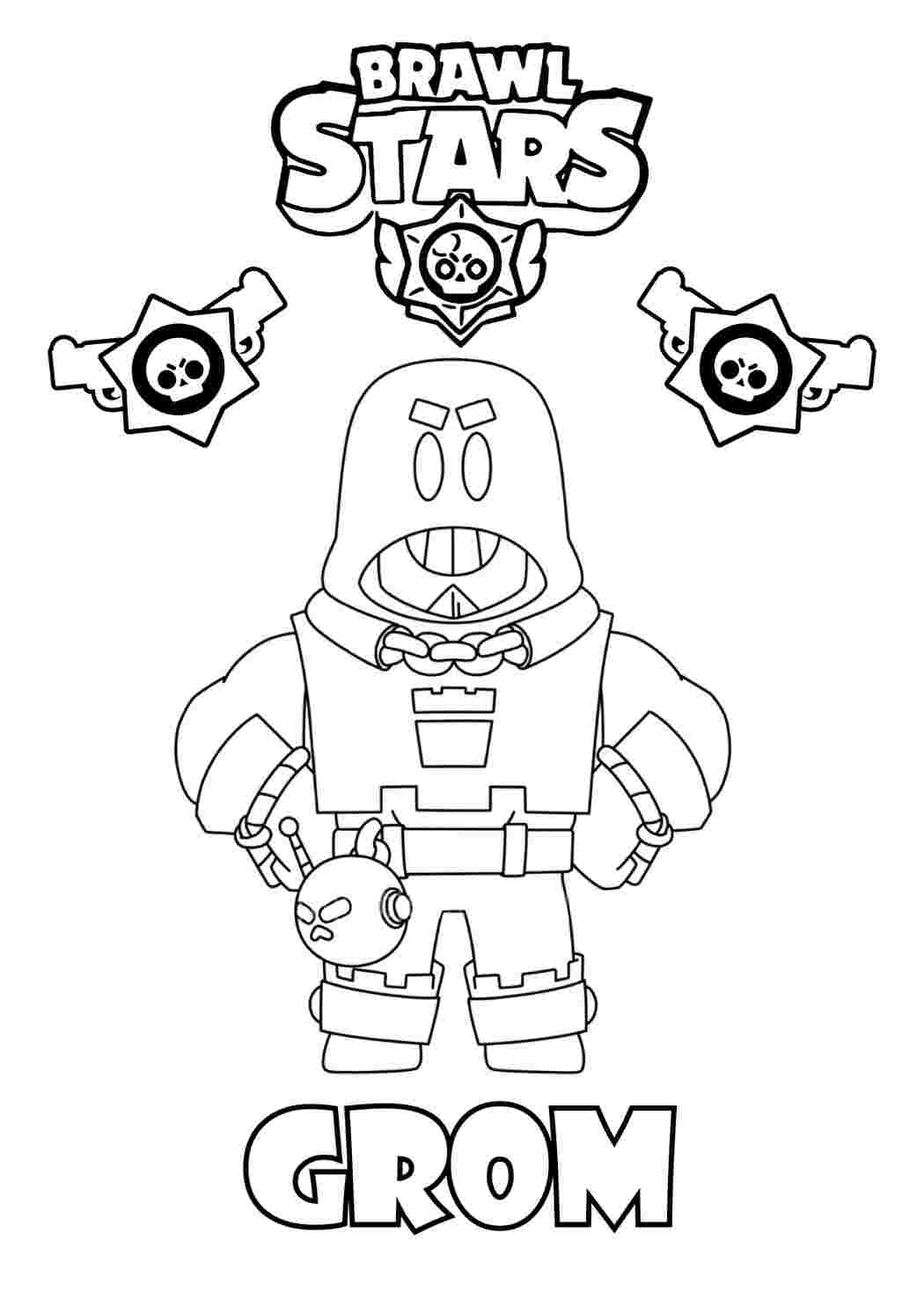 Раскраска Гарні розмальовки Розфарбування Brawl Stars Грім Для хлопчиків