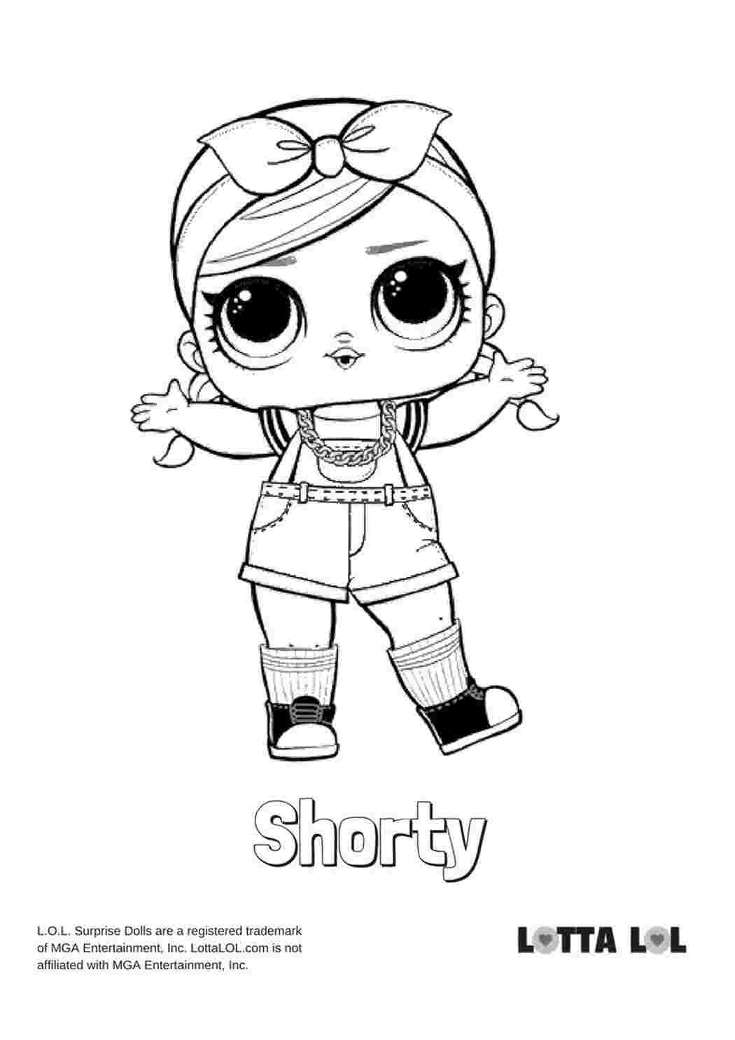 Раскраска Розфарбування лялька LOL Surprise Shorty розмальовки ляльки LOL роздрукувати