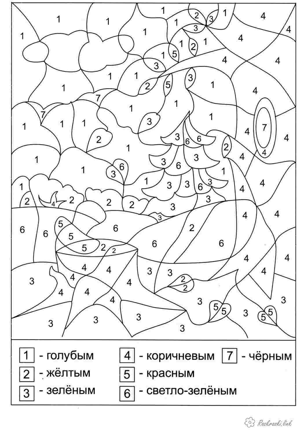 Раскраска математичні розмальовки для дошкільнят навчальні розмальовки розмалюй за цифрами ліс