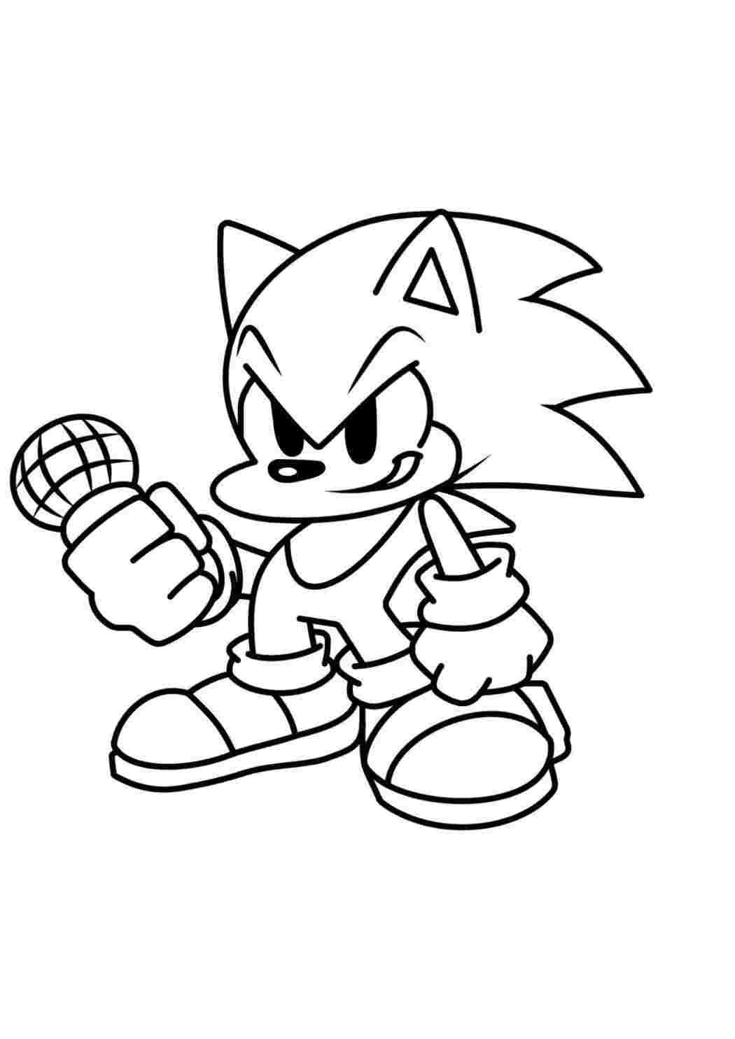 Раскраска Гарні розмальовки Розфарбування FNF Sonic Сонік для дітей