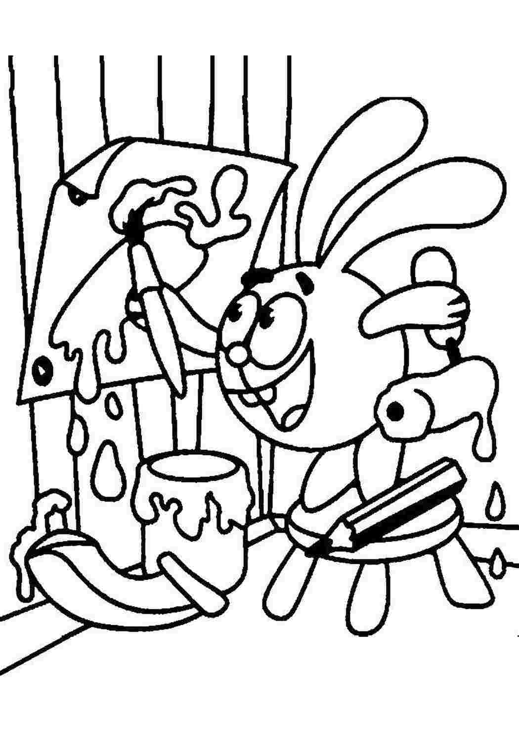 Раскраска Крош із Смешариків малює моркву