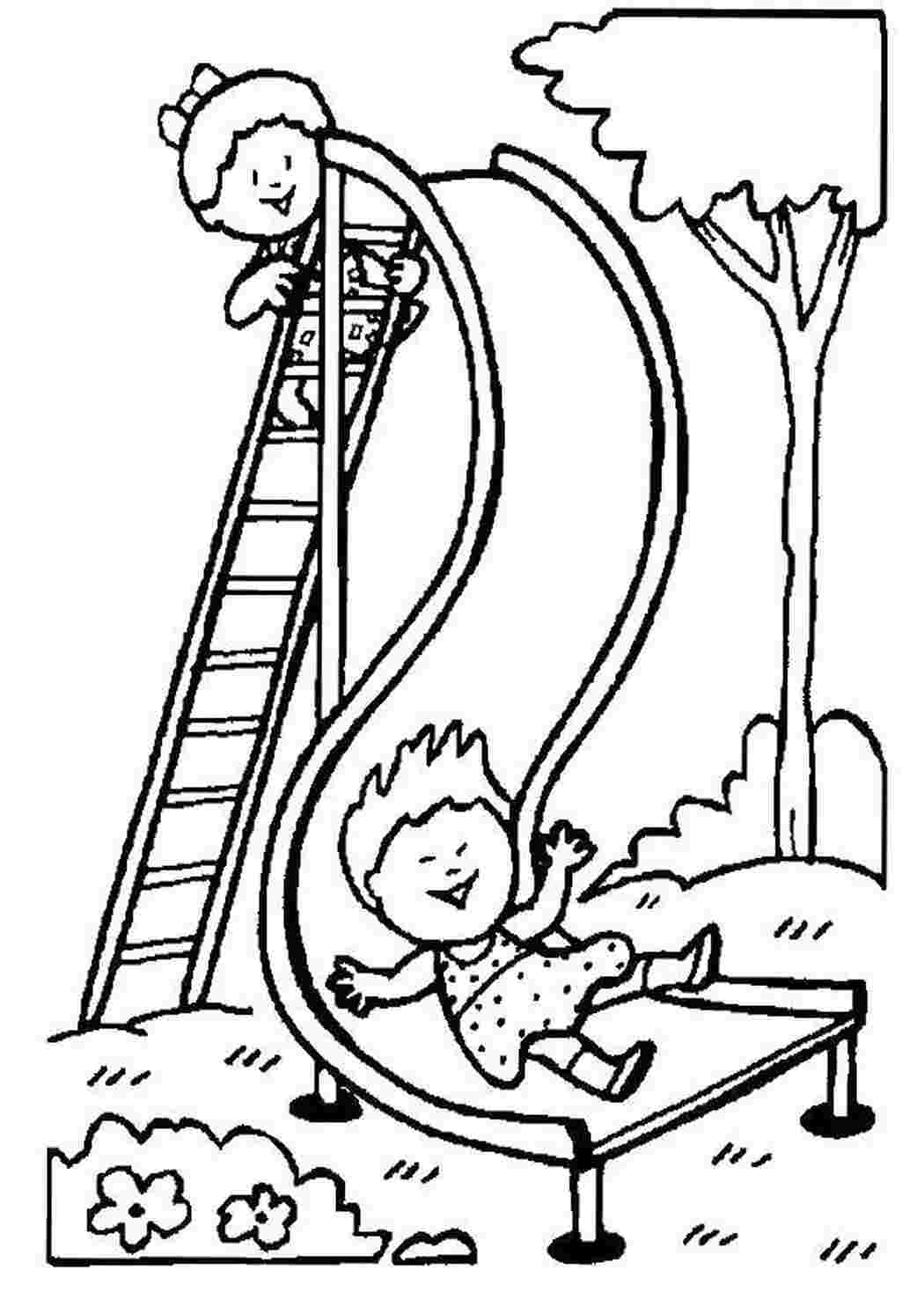 Раскраска Діти з їжджають з гірки