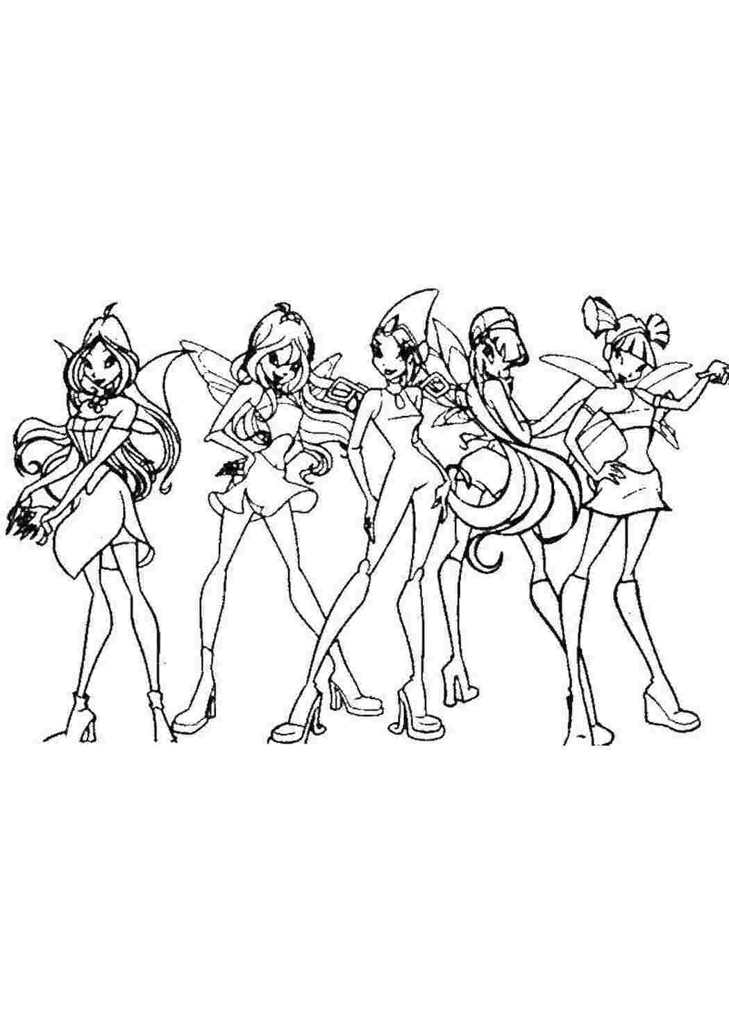 Раскраска Персонажі з мультфільму Winx