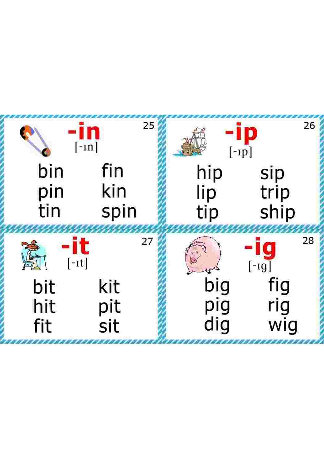 Раскраска Картки з вимовою англійською мовою