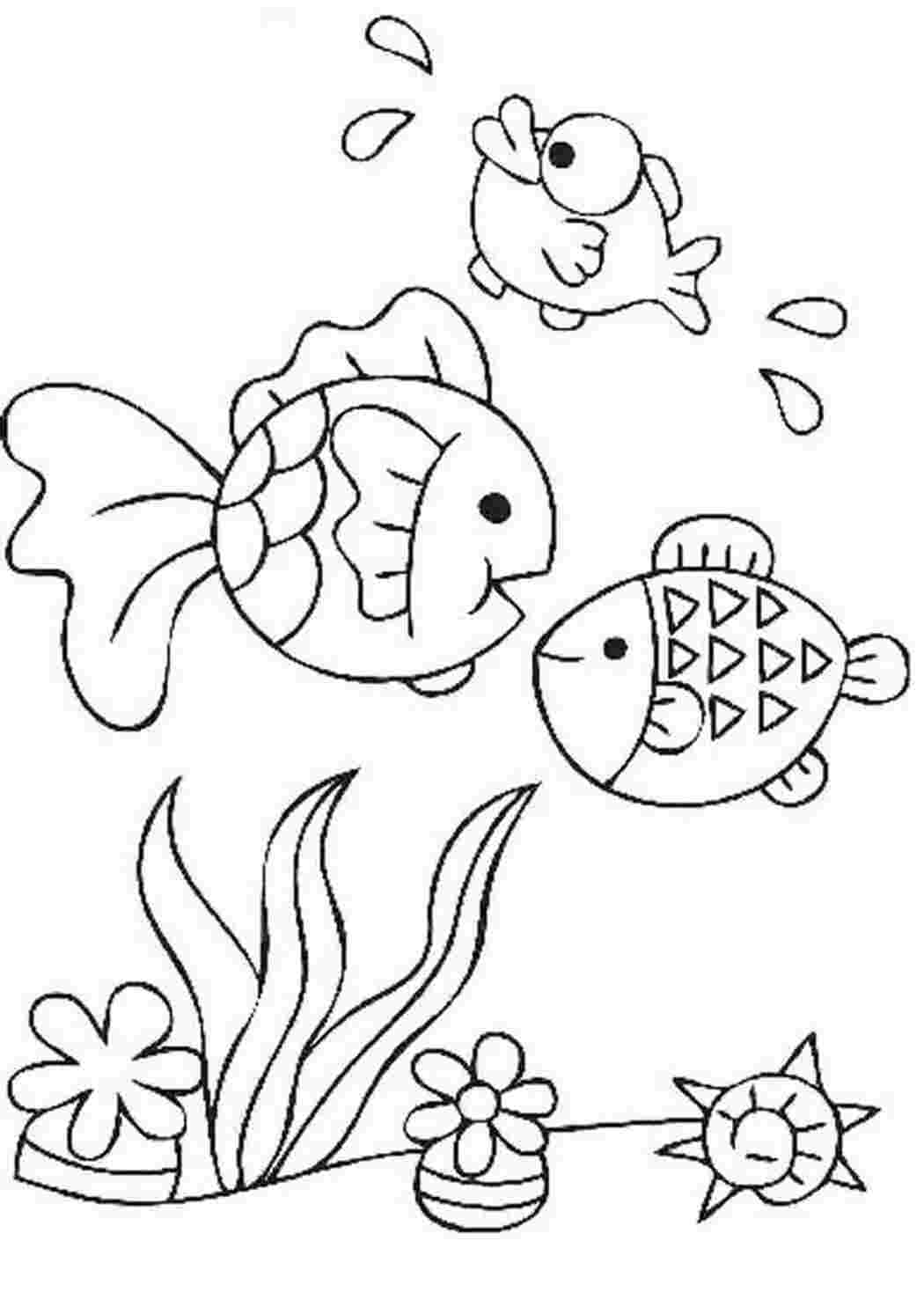 Раскраска Розфарбування для раннього розвитку з морськими тваринами та рибами