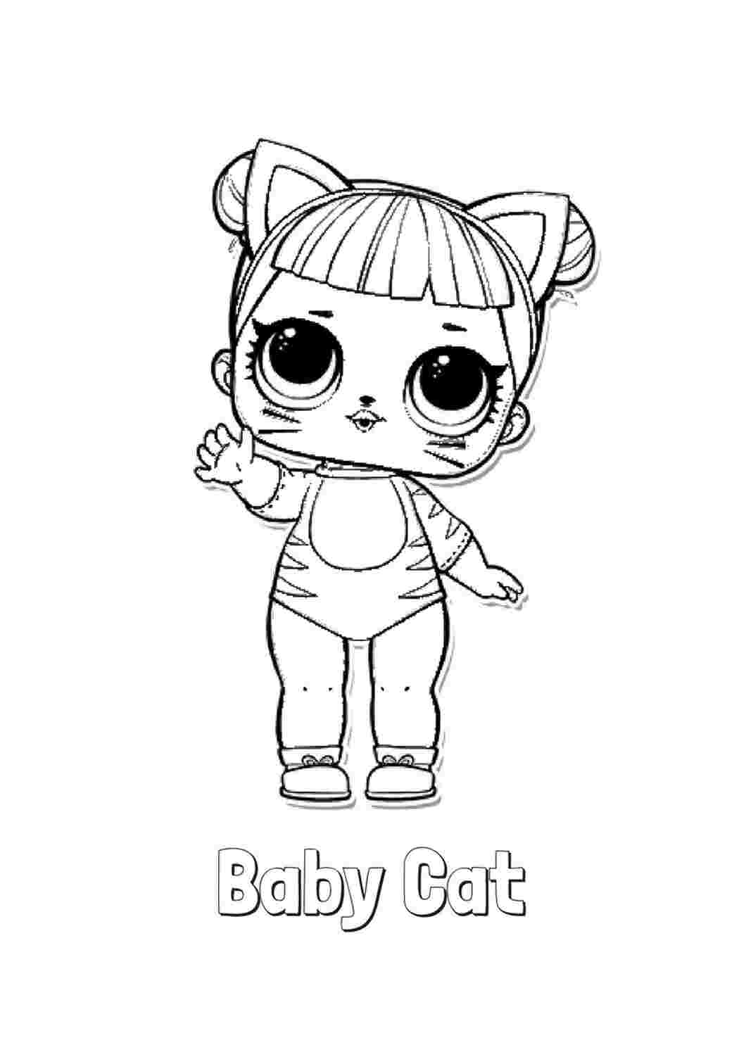 Раскраска Розфарбування Baby Cat для дівчаток Розфарбування ляльки LOL Лялька кошка