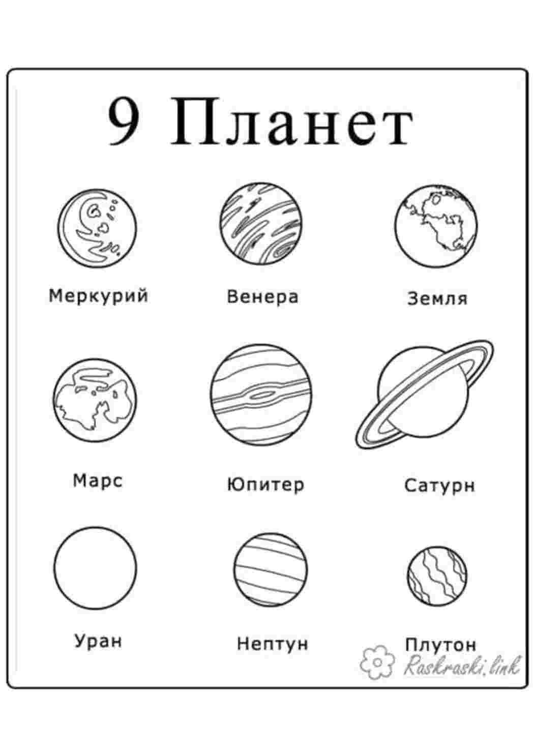Раскраска Кольоринги планет завантажити та роздрукувати безкоштовно