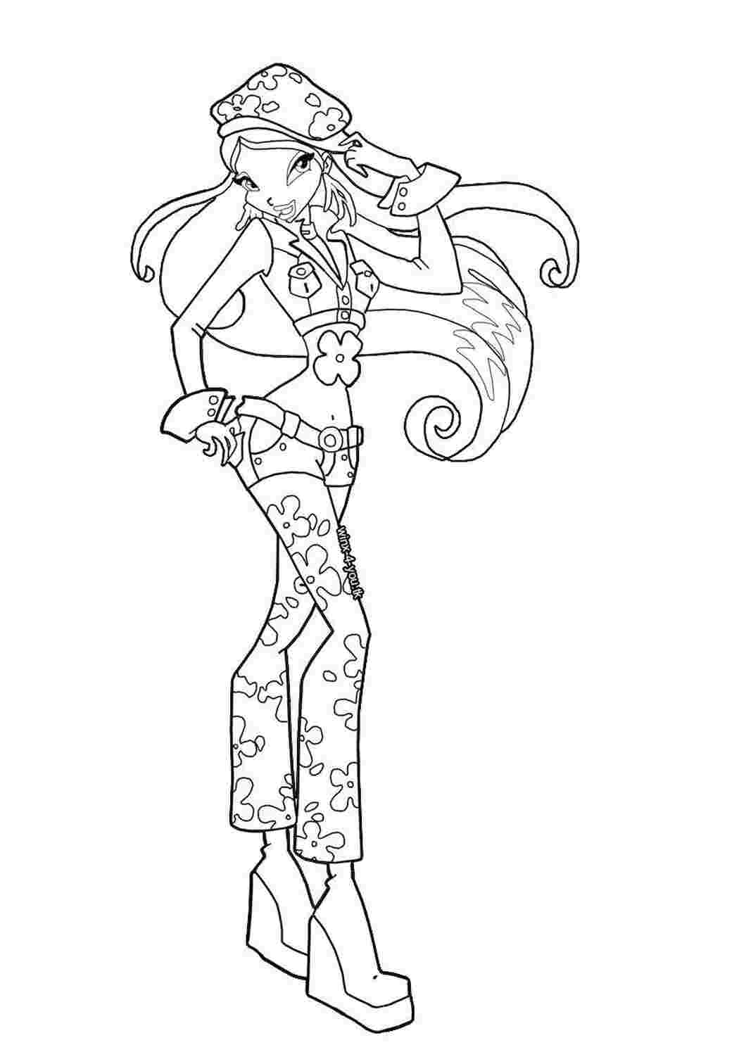 Раскраска Стелла з мультфільму Winx модниця
