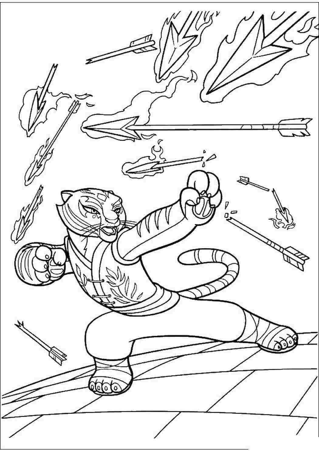 Раскраска Тигра обстрілюють палаючими стрілами