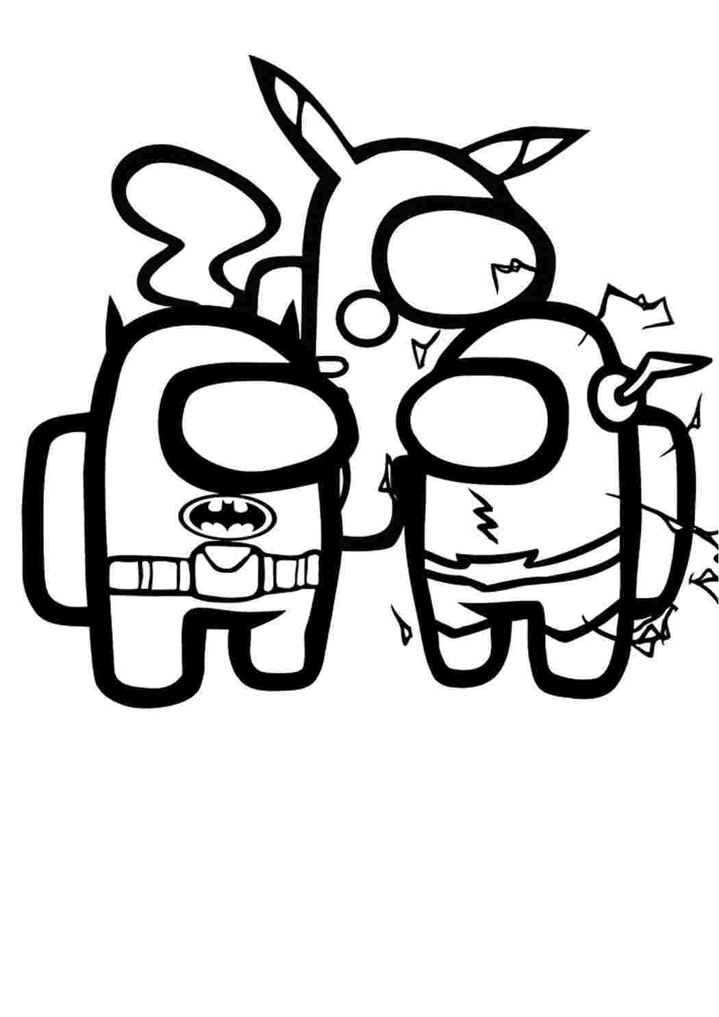 Раскраска Гарні розмальовки Бетмен Флеш та Пікачу