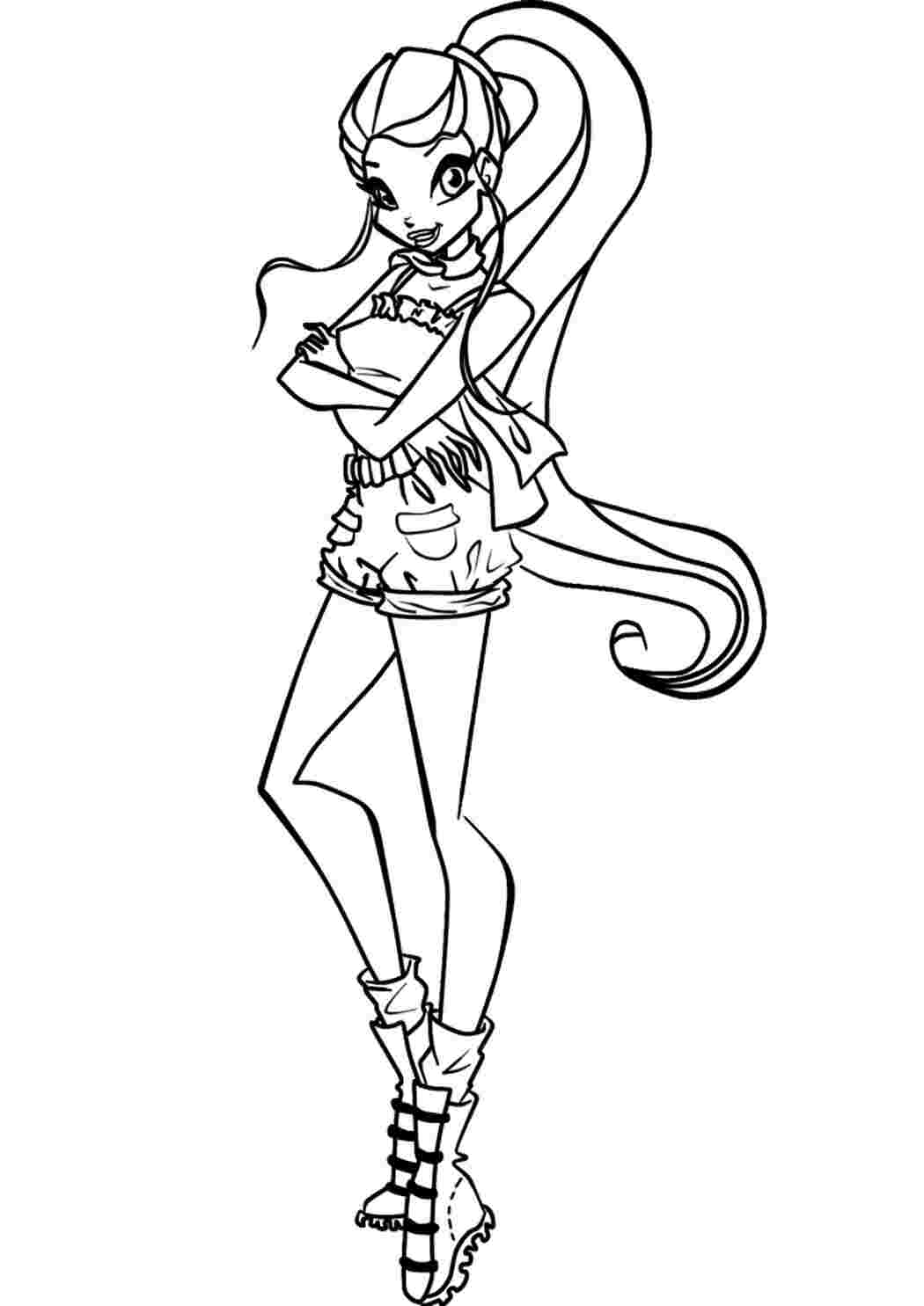 Раскраска Гарні розмальовки Модниця Блум на ній одягнене гарне вбрання вашій дівчинці сподобається