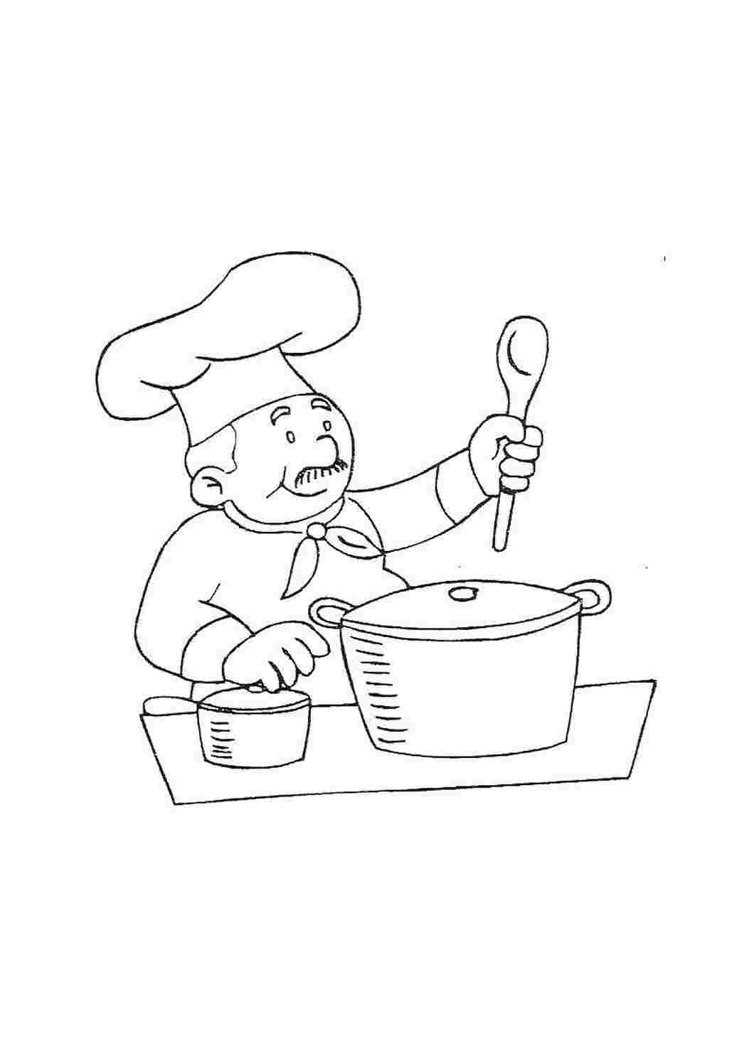 Раскраска Кухар за роботою