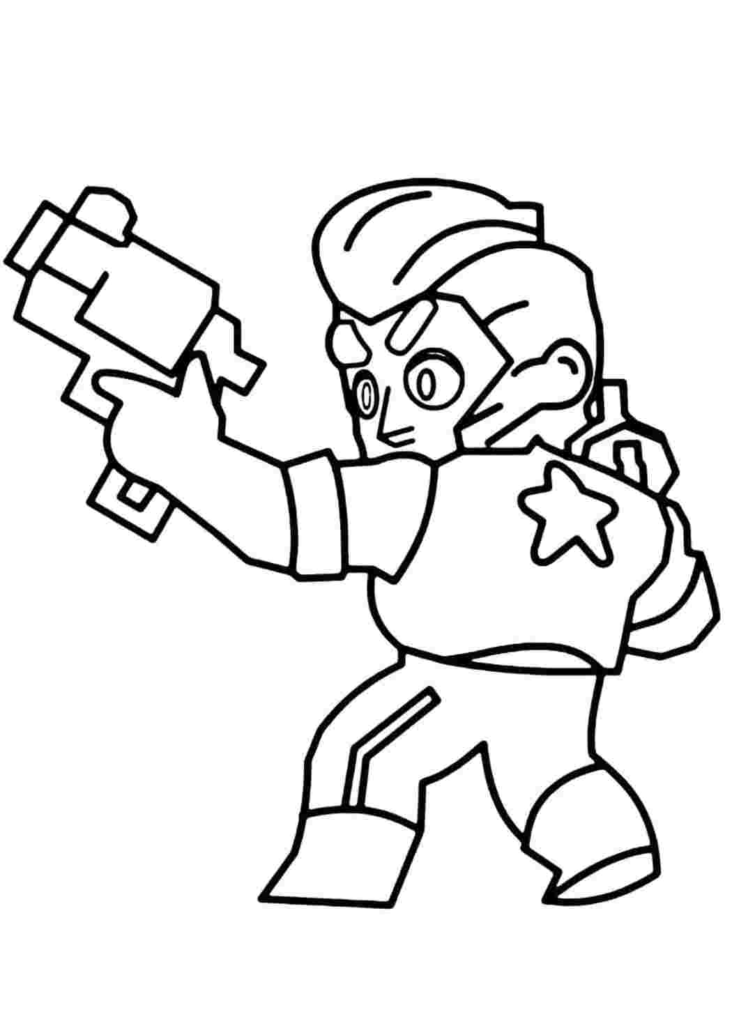 Раскраска Гарні розмальовки Розфарбування Brawl Stars Боєць Кольт