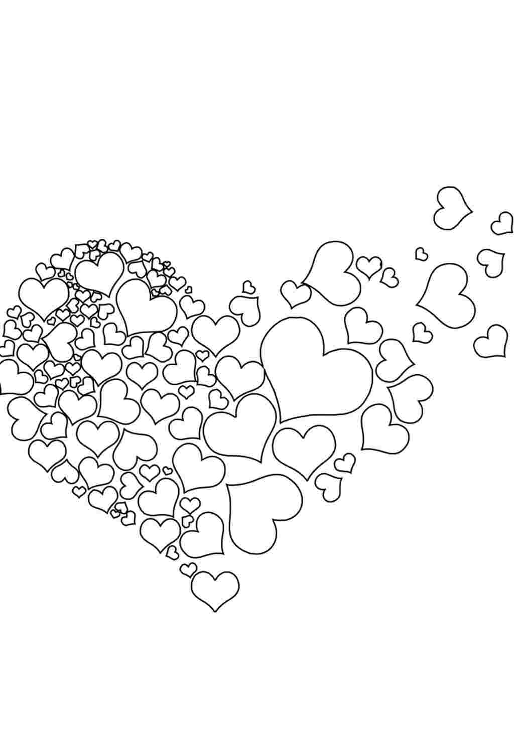 Раскраска Гарні розмальовки Багато сердечок