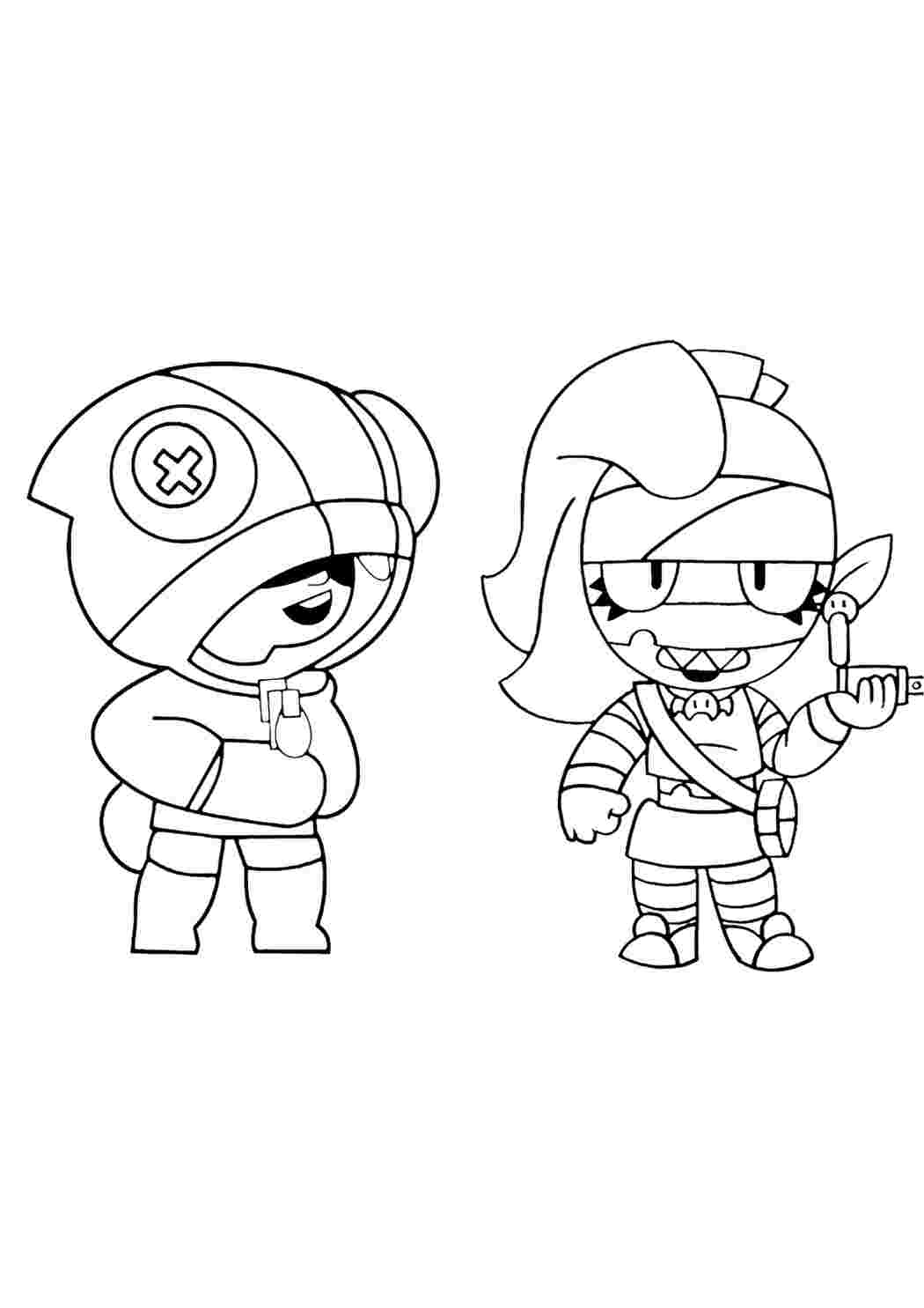 Раскраска Гарні розмальовки Розфарбуй Emz Brawl Stars та Леон