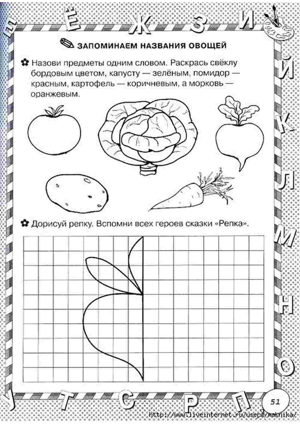 Раскраска розфарбування овочі