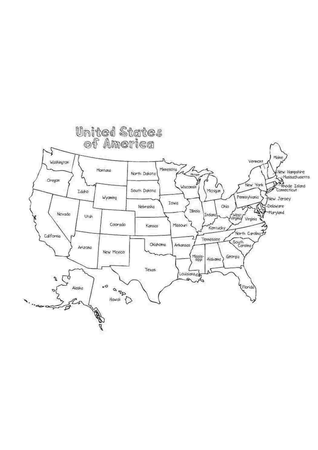 Раскраска Карта США