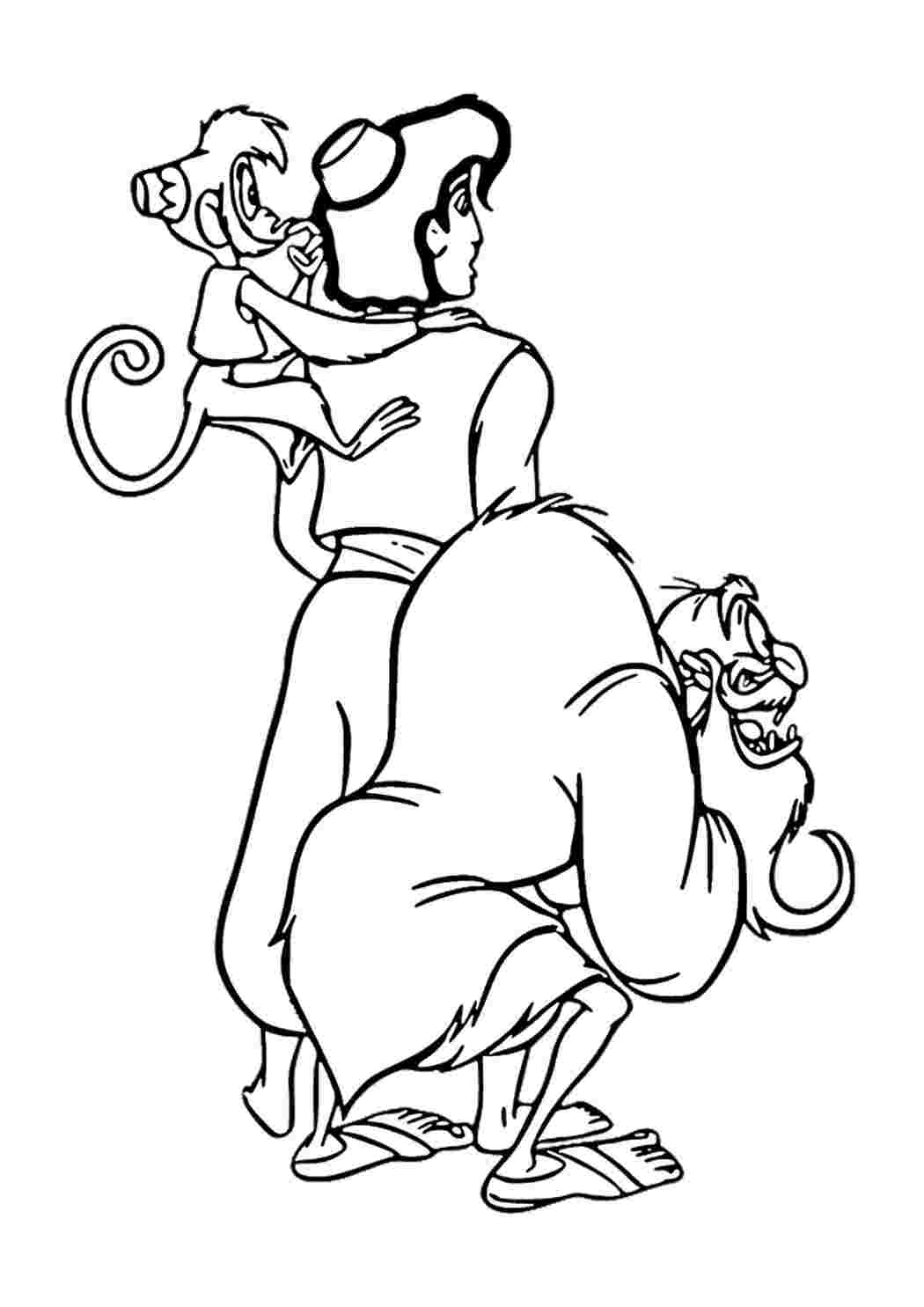 Раскраска Гарні розмальовки Розфарбування з мультфільму Аладдін