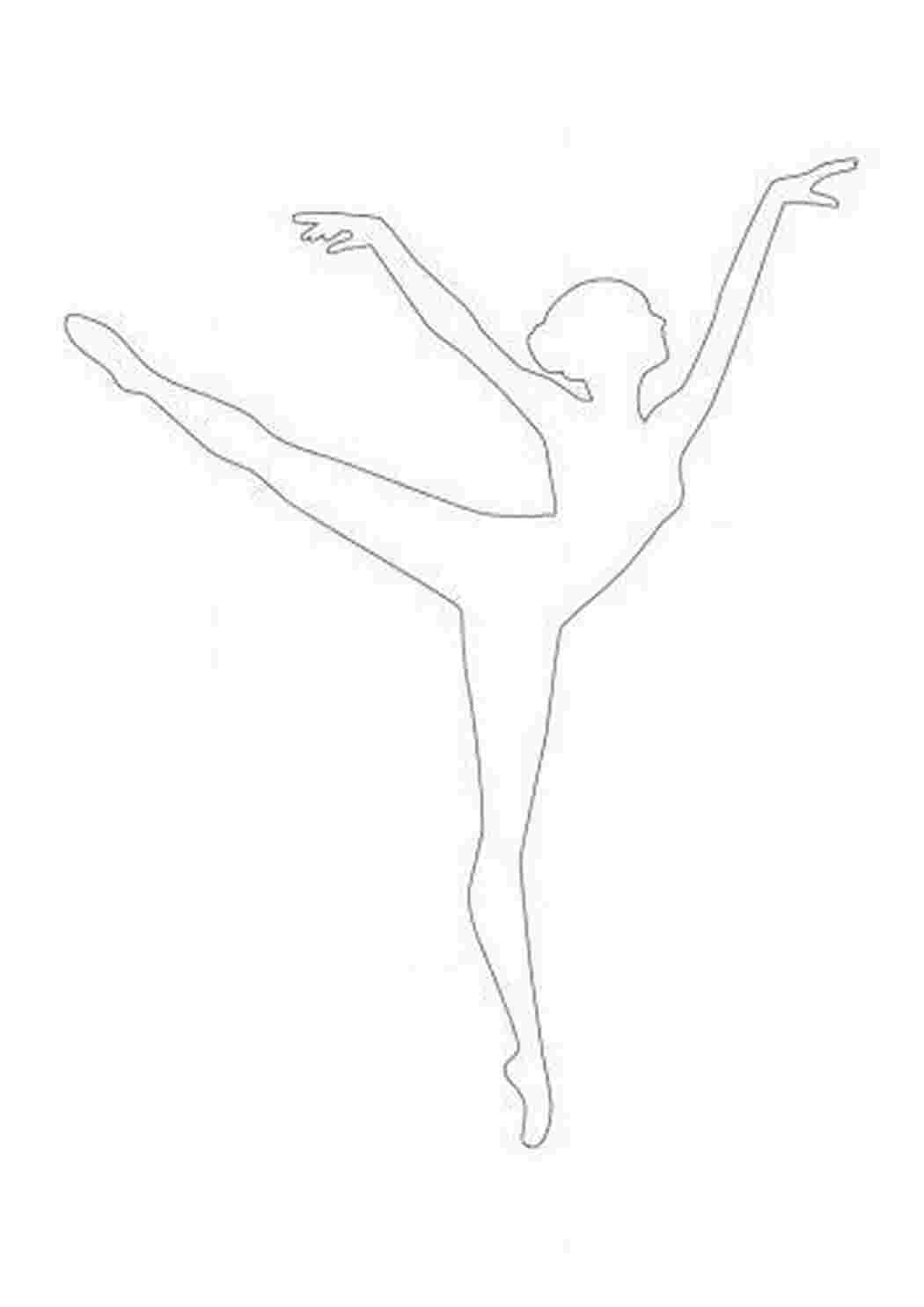 Раскраска Розфарбунки контури балерина для вирізання з паперу дітям для поделок для трафаретів