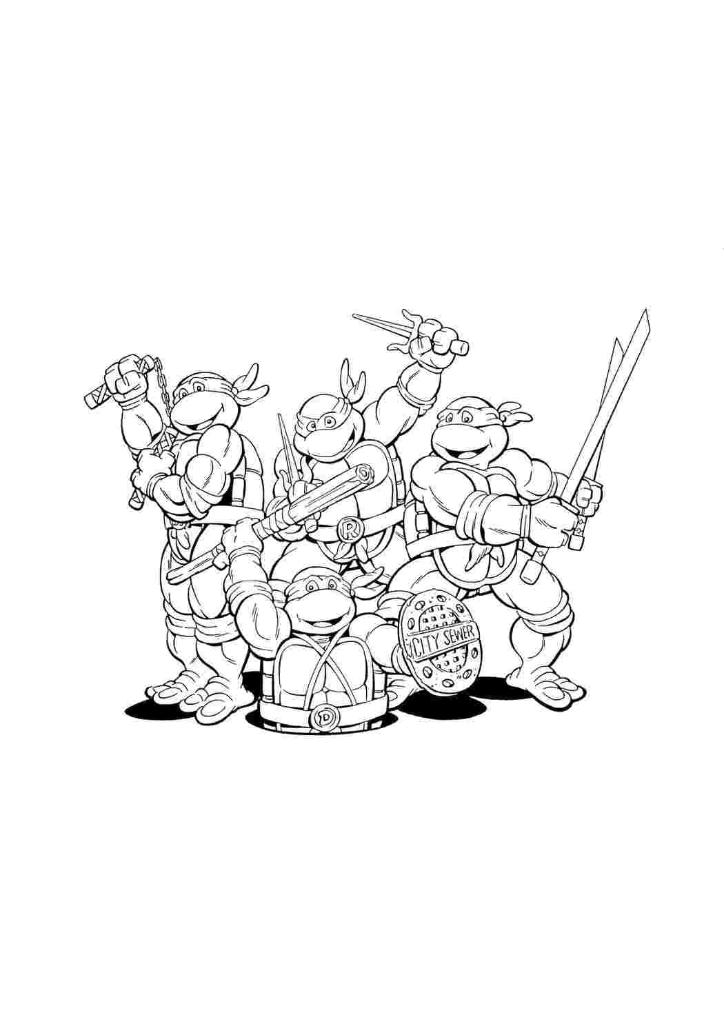 Раскраска Ніндзя черепахи дружня команда
