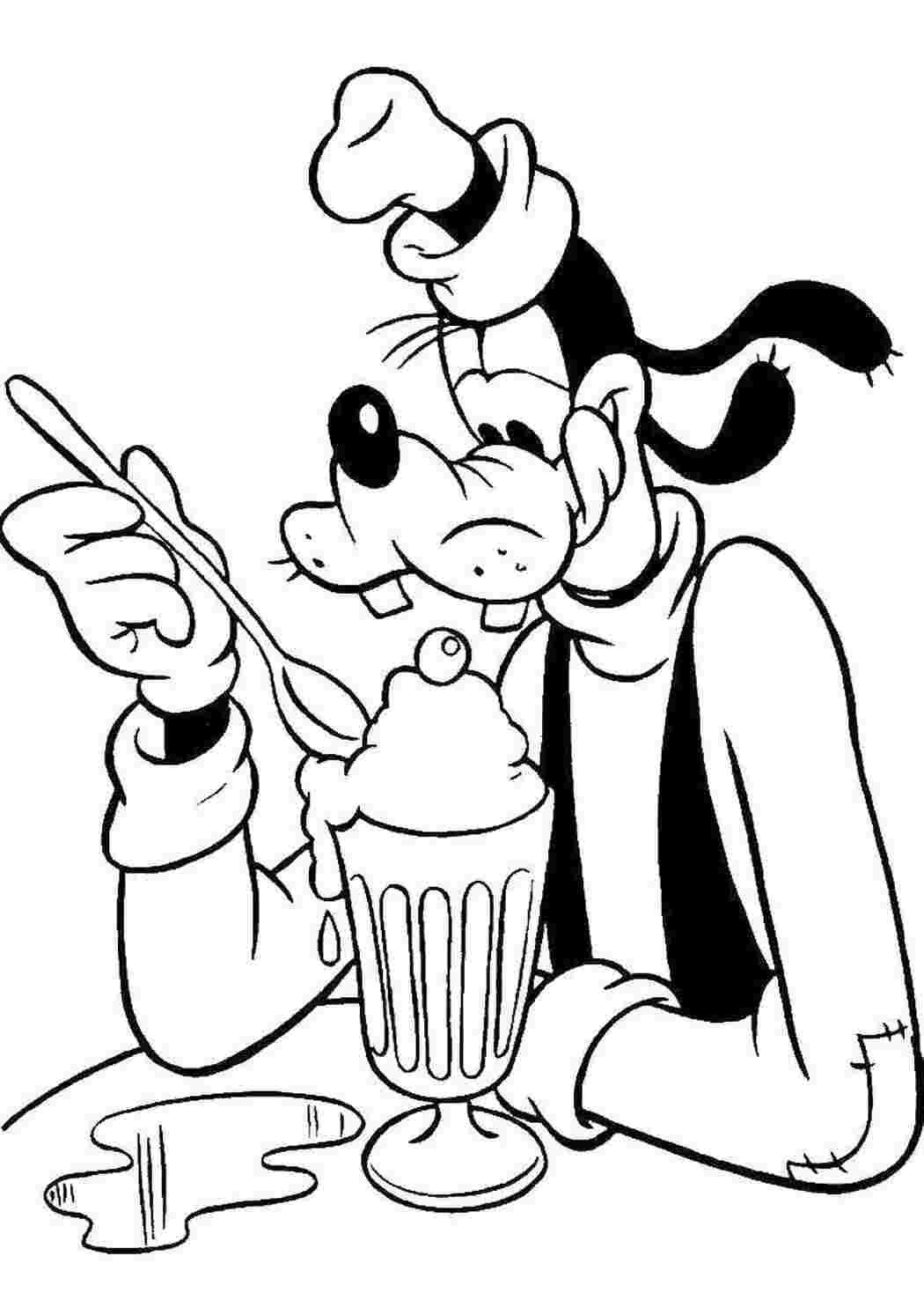 Раскраска Гуффі з коктейлем у кафе