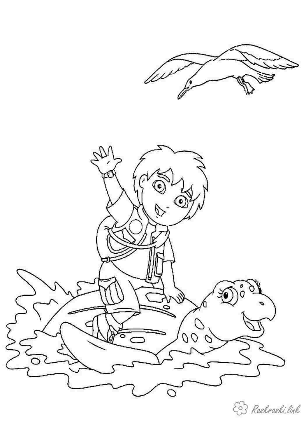 Раскраска птаха черепаха