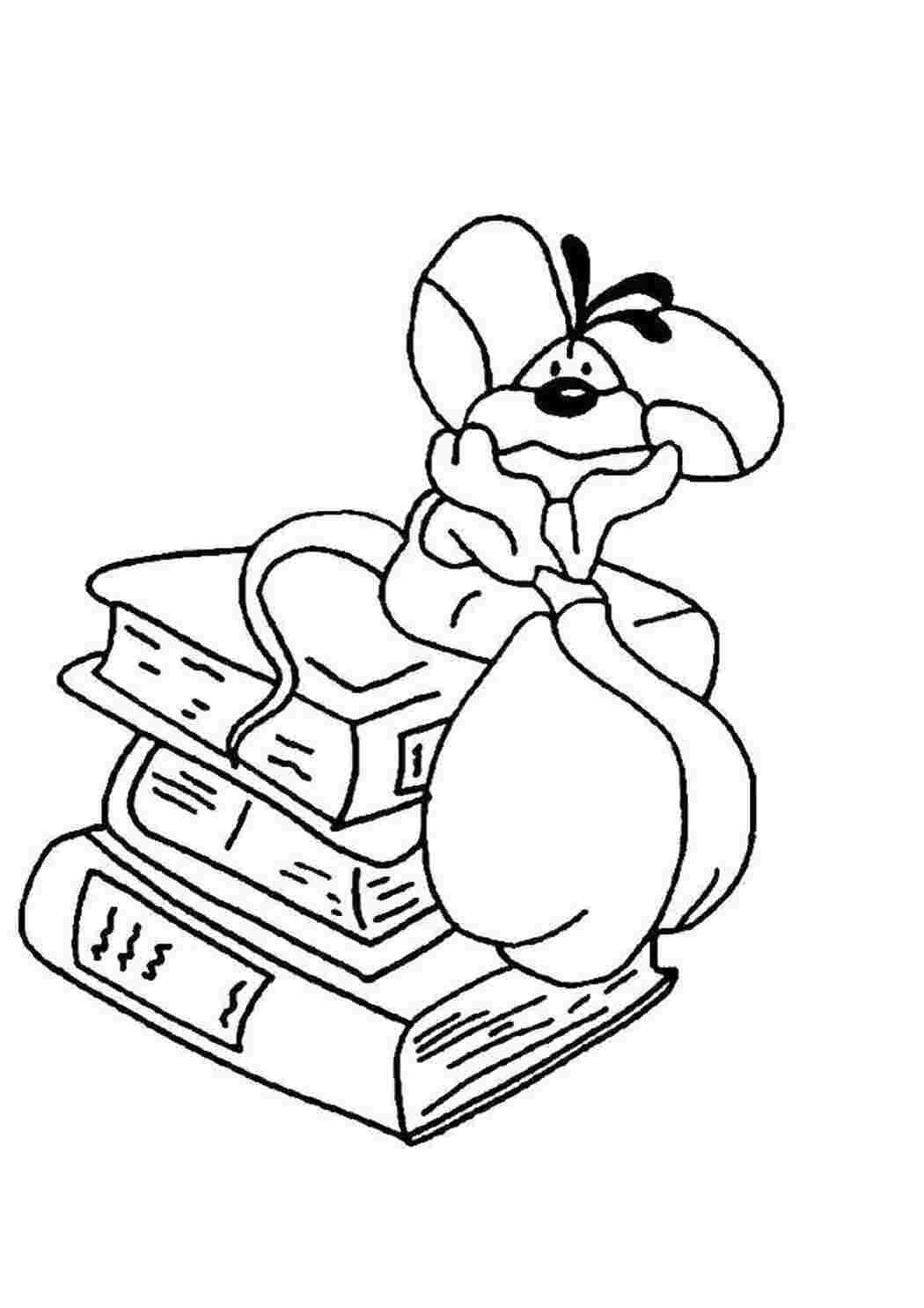 Раскраска Мишка на книжках