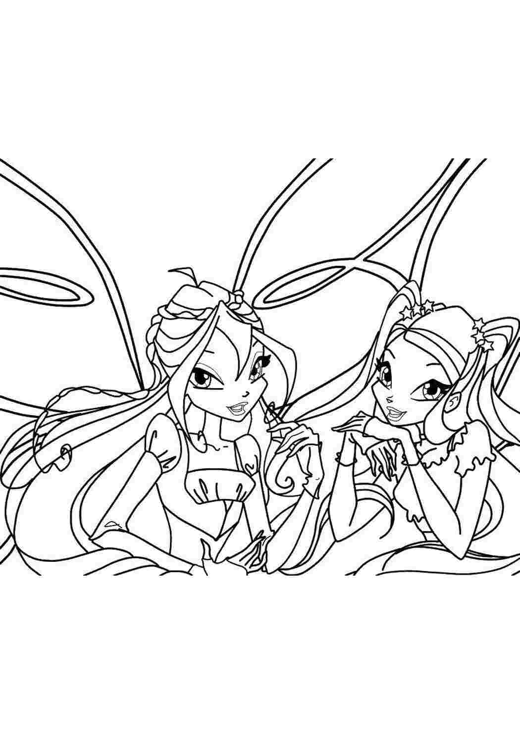 Раскраска Стелла та Блум з мультфільму Winx