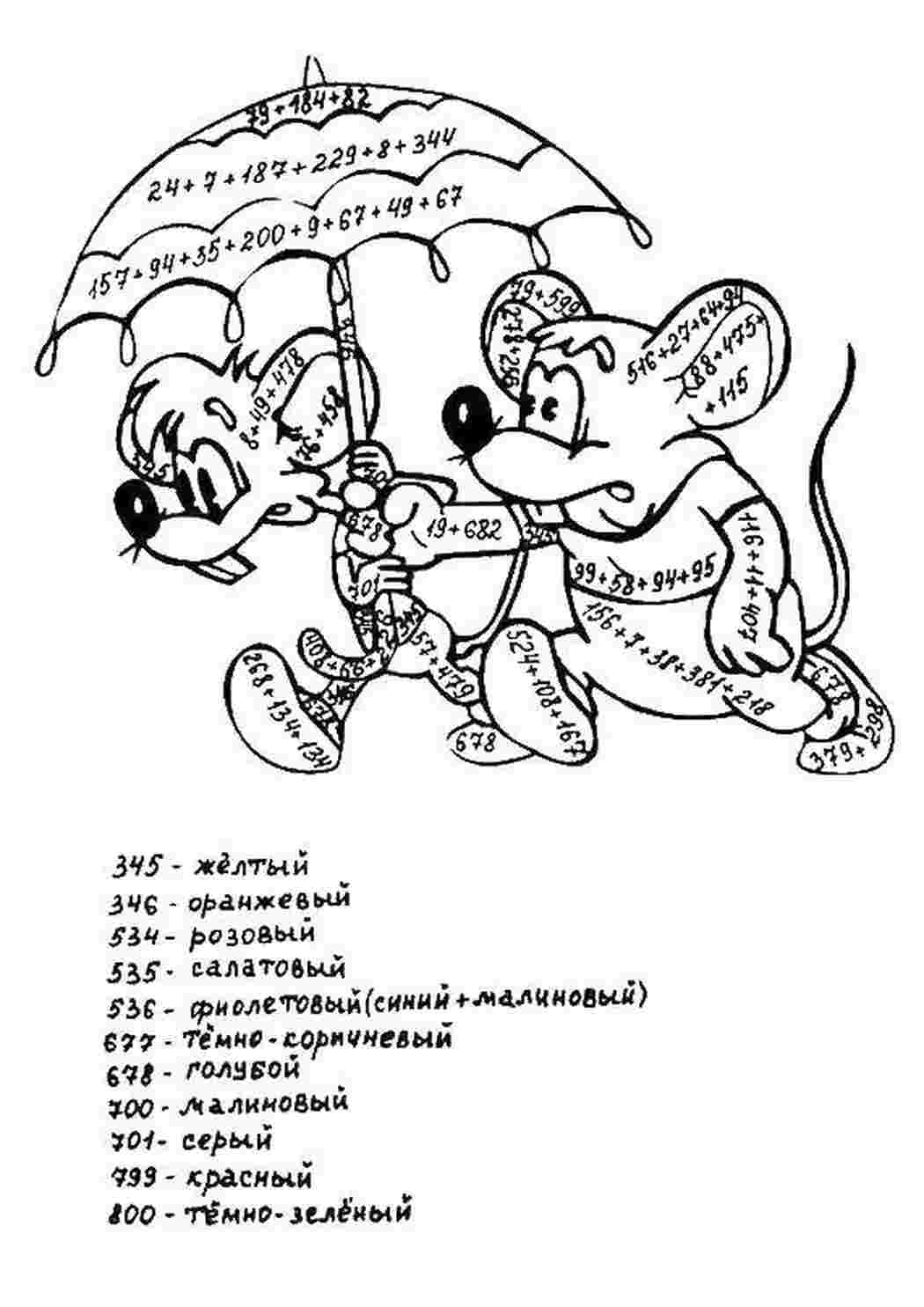 Раскраска Мишки під парасолькою