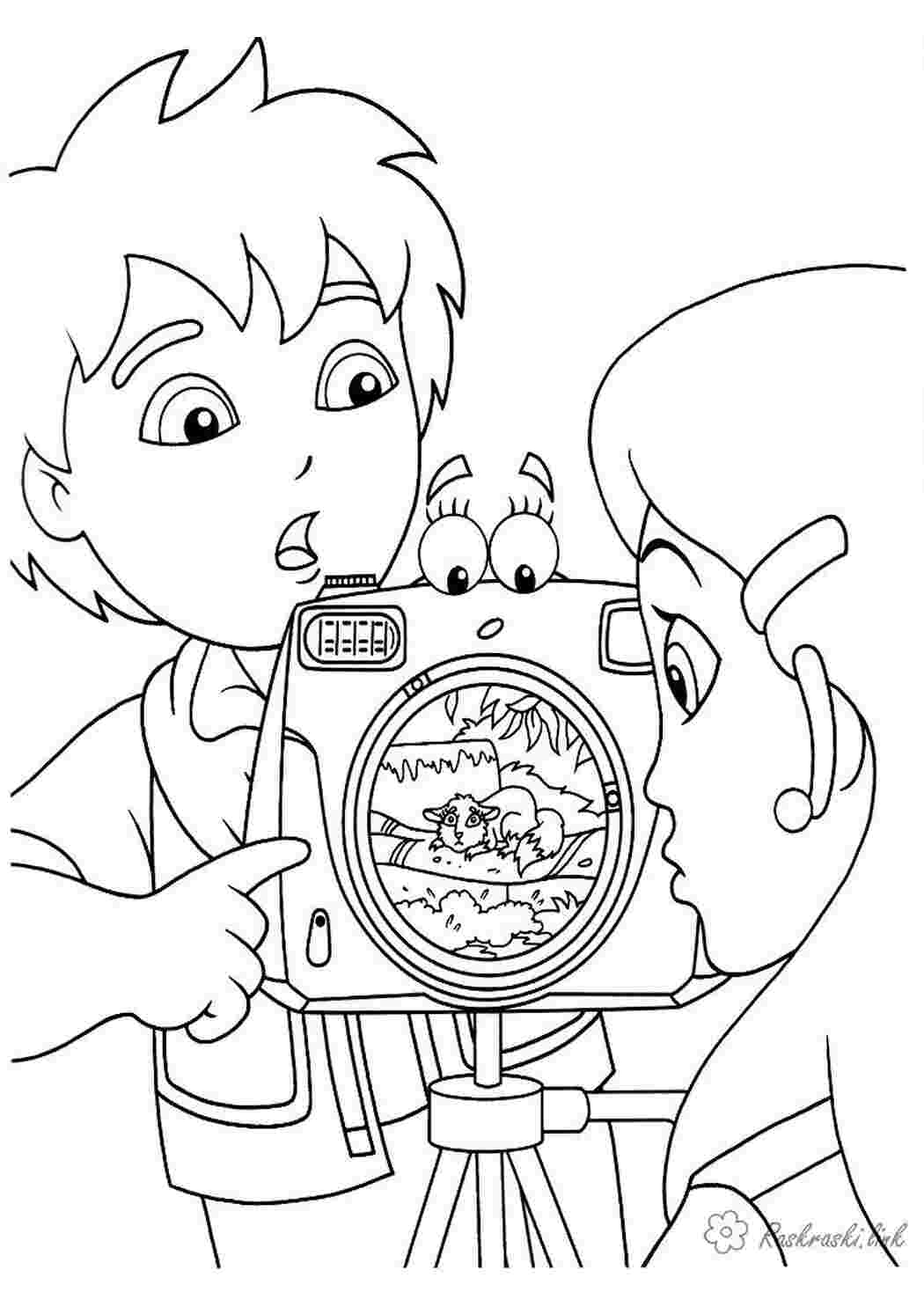 Раскраска фотоапарат природа