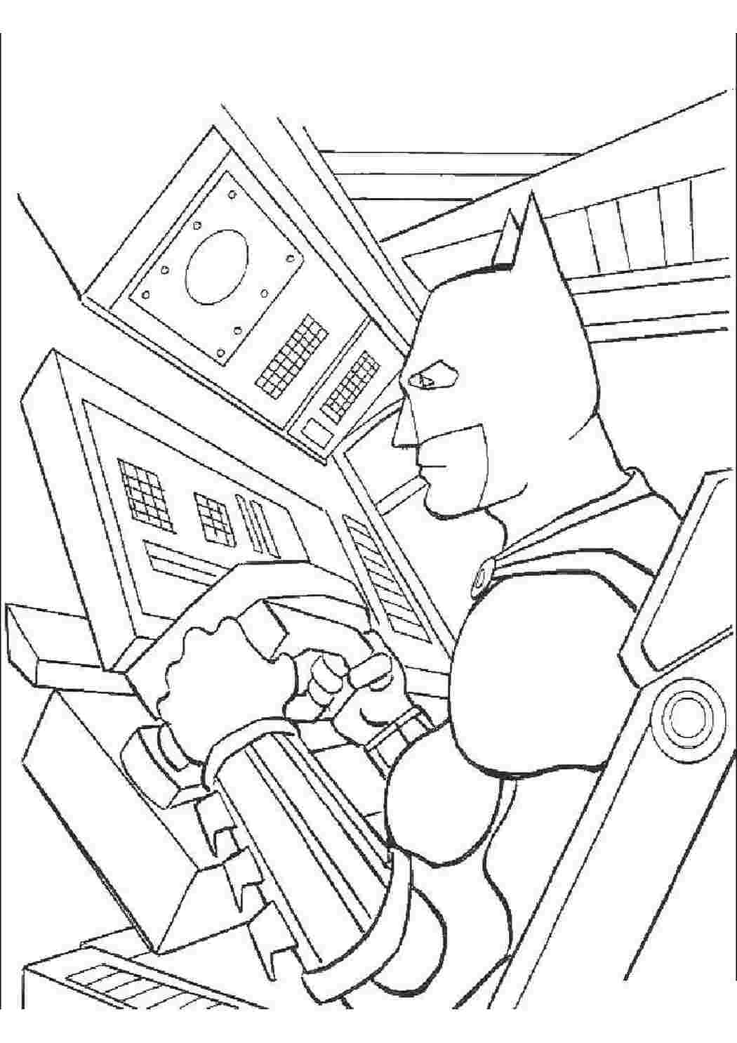 Раскраска Бетмен за штурвалом