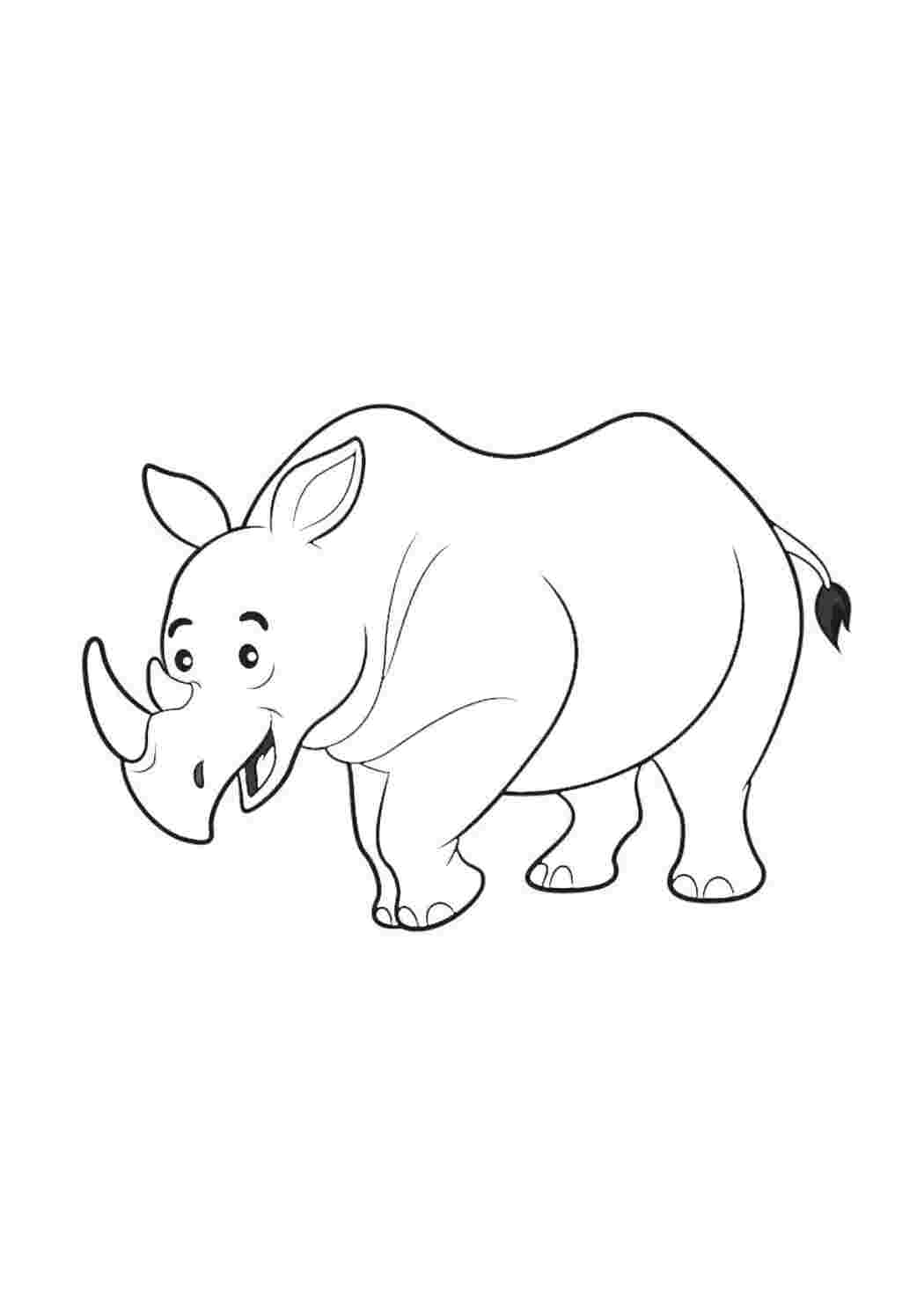 Раскраска Гарні розмальовки Величезний носоріг що пересувається