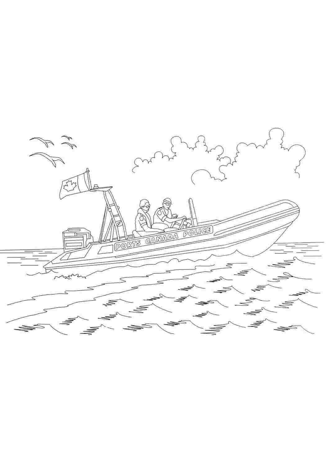 Раскраска Канадська морська поліція на катері