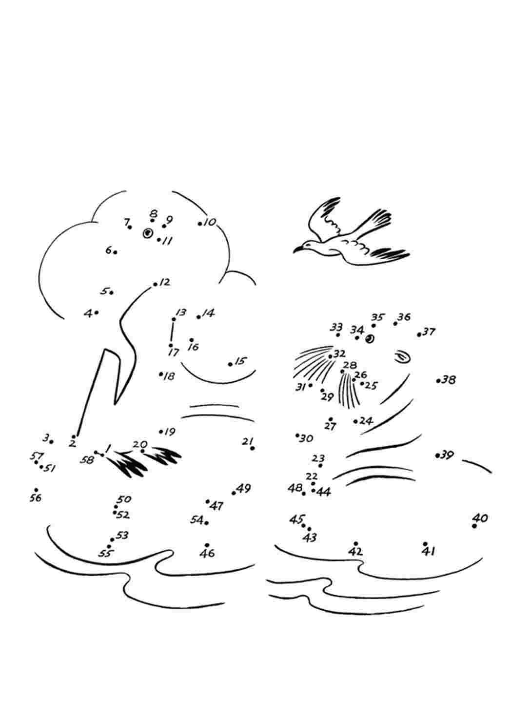 Раскраска З єднай по точках тварин