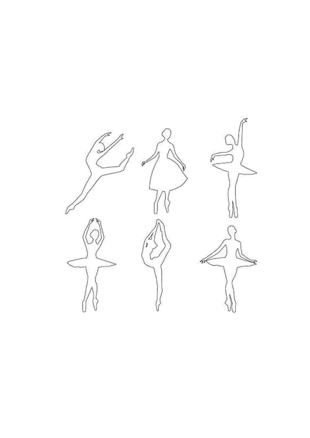 Раскраска Розфарбовування контурів балерина для вирізання з паперу дітям для поделок для трафаретів
