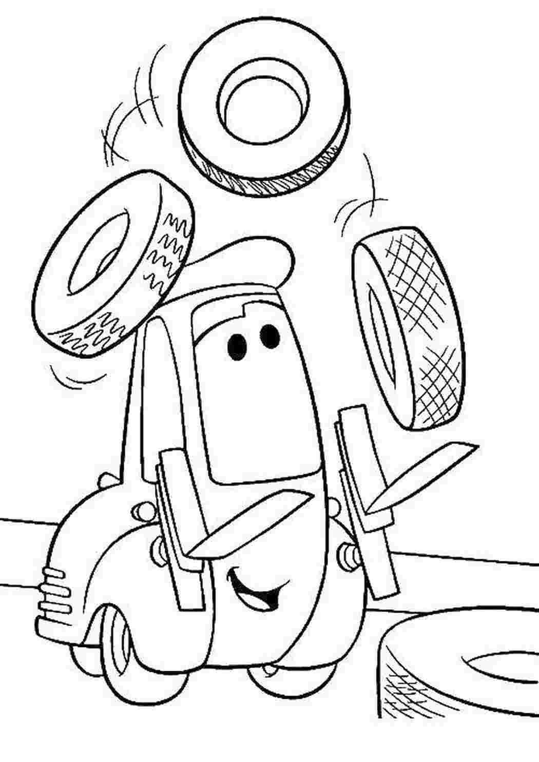 Раскраска Гвідо жонглює колесами