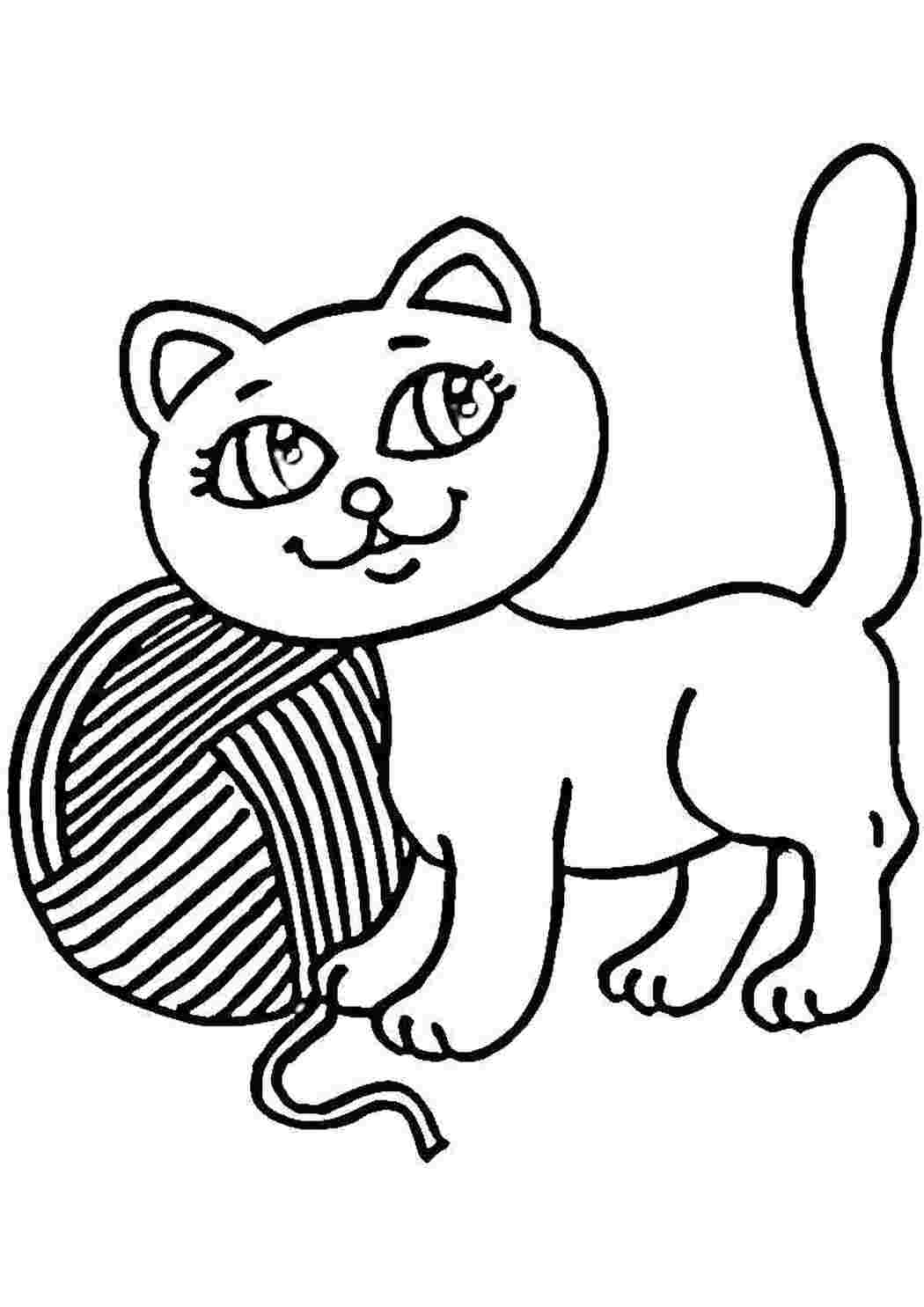 Раскраска Кошеня з клубком