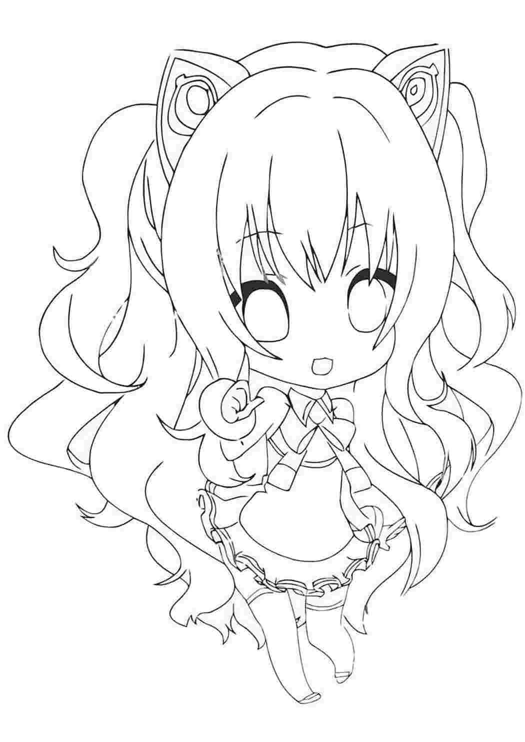 Раскраска Гарні розмальовки Розфарбування Чібі Гарна Аніме Дівчина