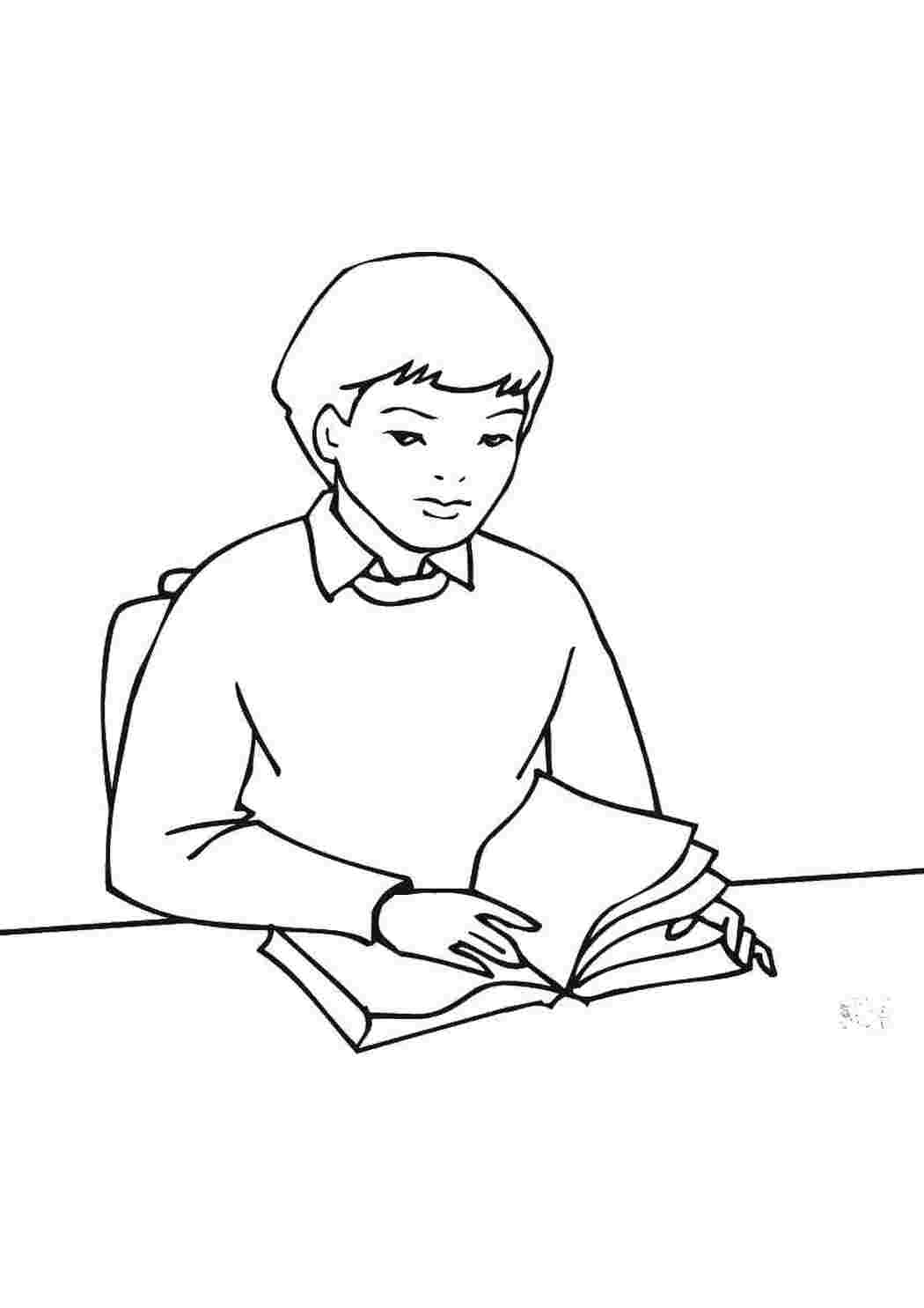 Раскраска Хлопчик читає книжку