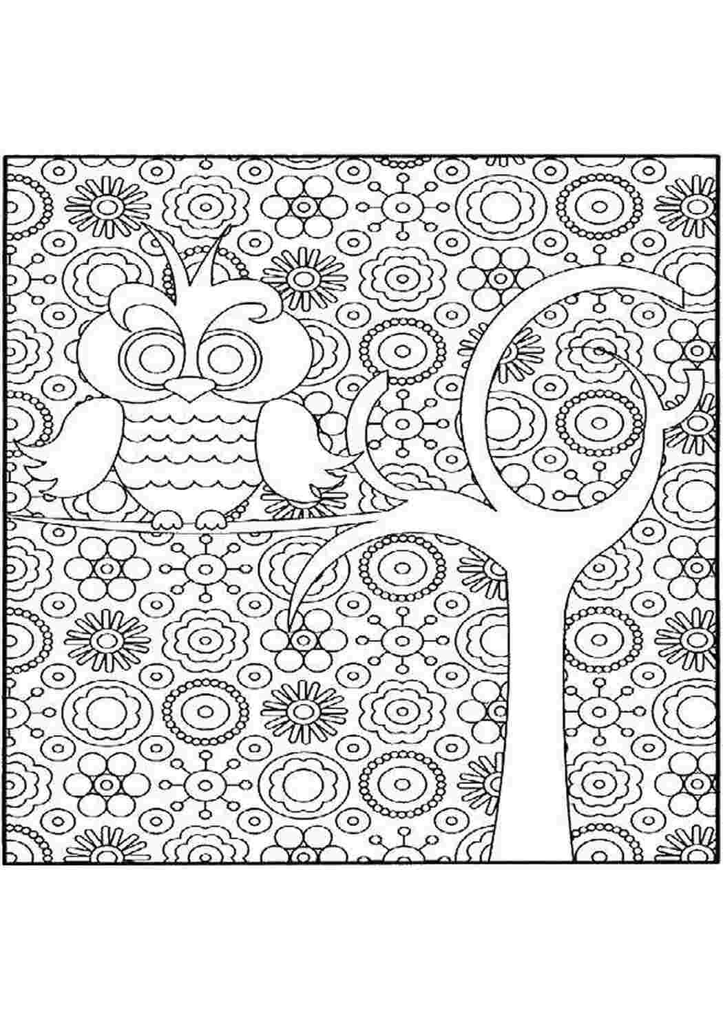 Раскраска Сова на гілці дерева