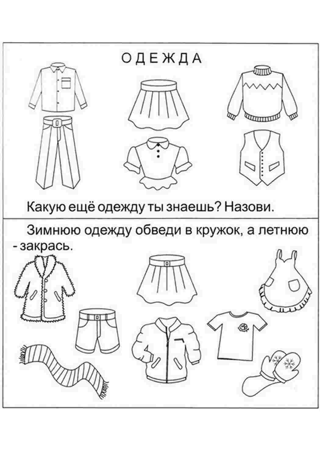 Раскраска розмальовки на тему одяг для дітей