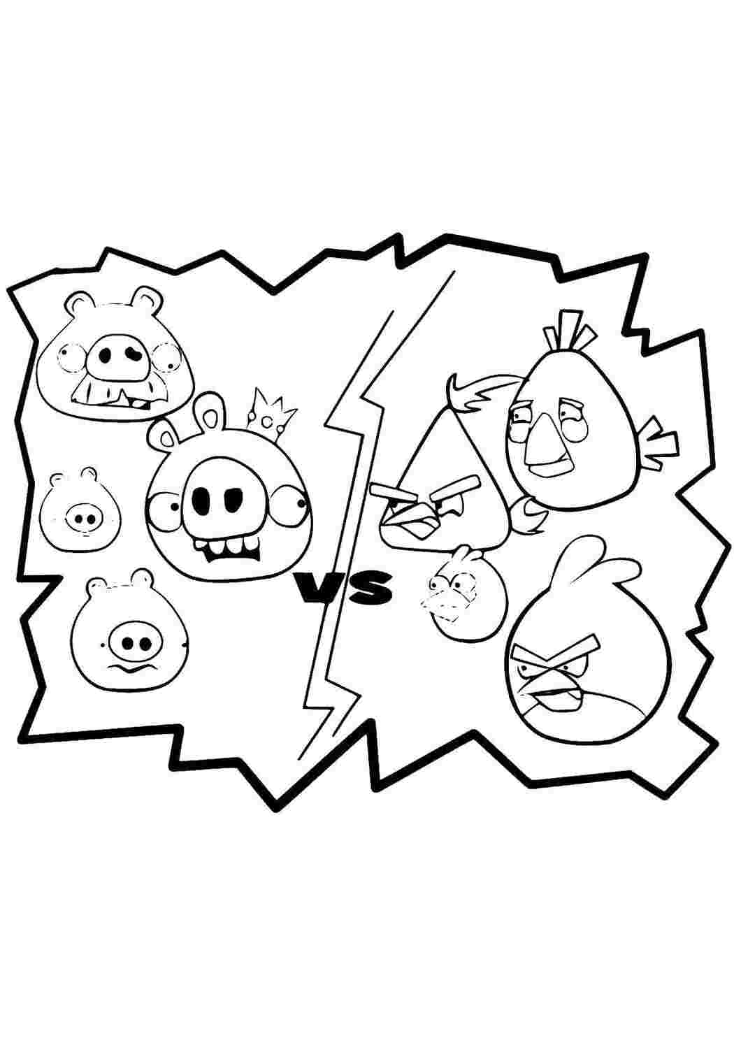 Раскраска Пташки та свинки з Angry Birds