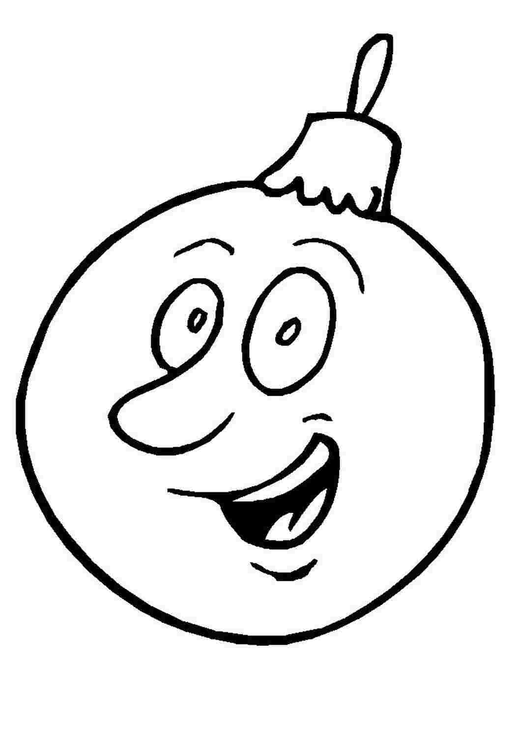 Раскраска Ялинкова куля з усмішкою