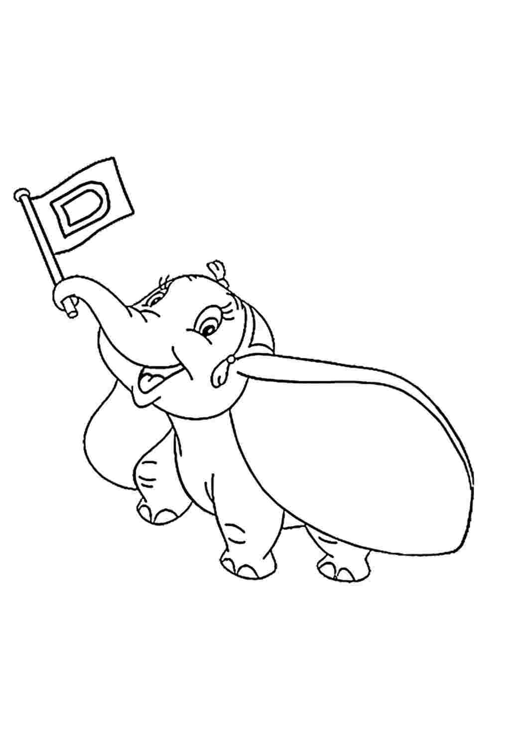 Раскраска Гарні розмальовки Літаючого слоненятка з мультфільму