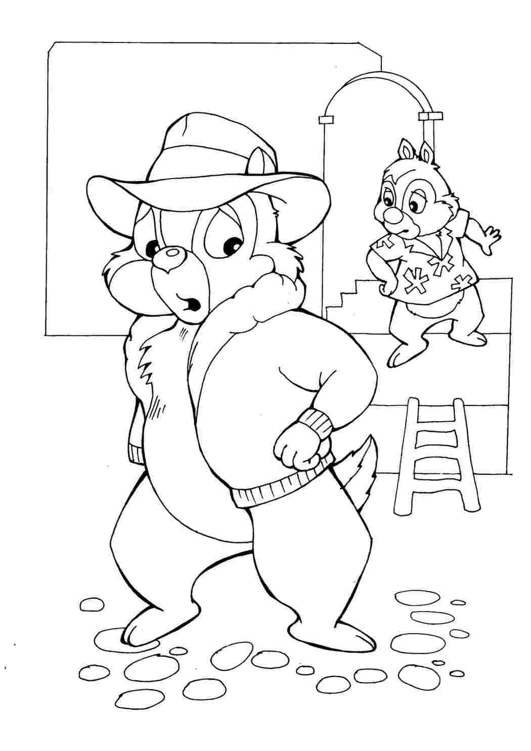 Раскраска Гарні розмальовки Розфарбування Чіп і Дейл Сцена з мультфільму