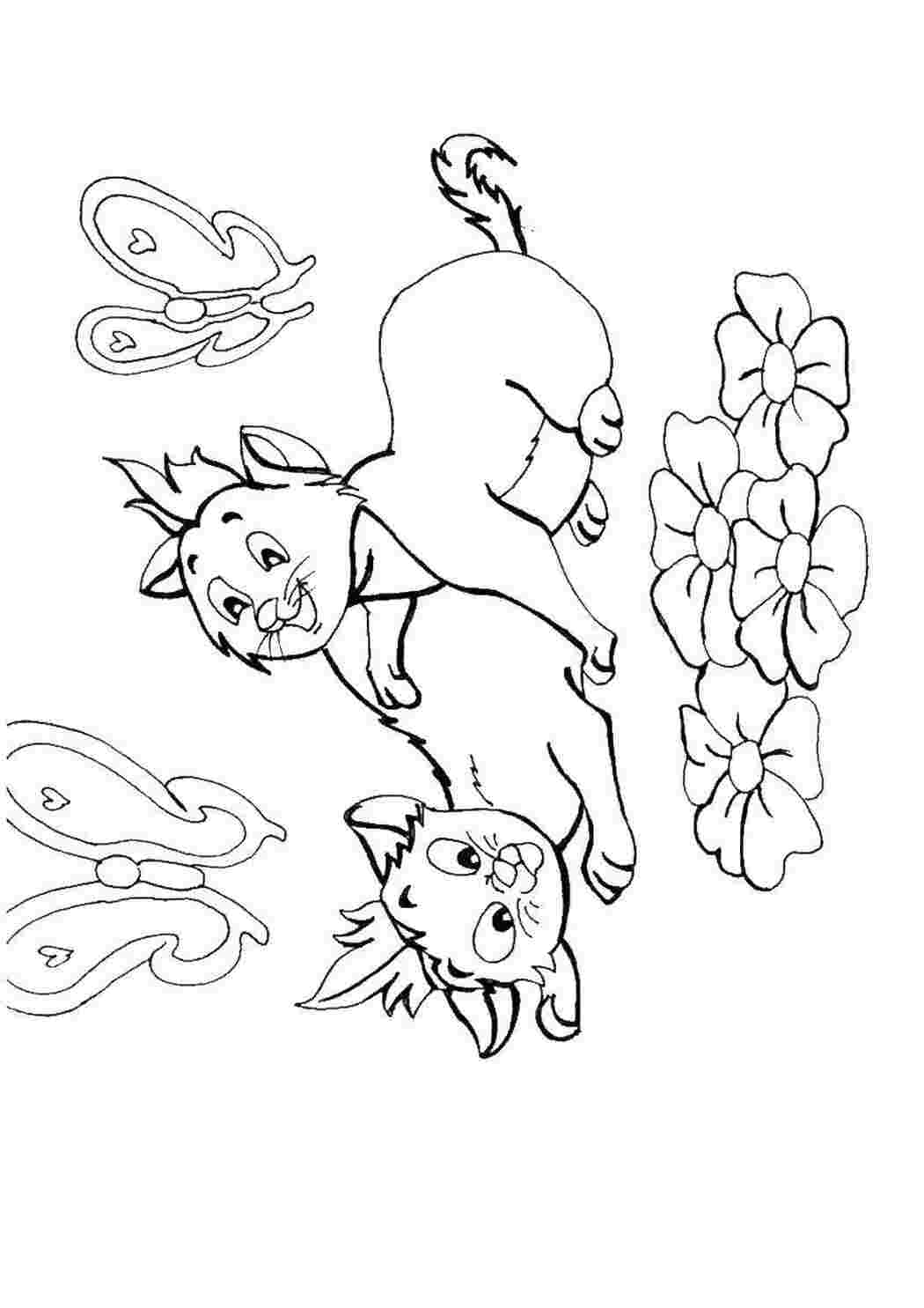 Раскраска Кошенята граються