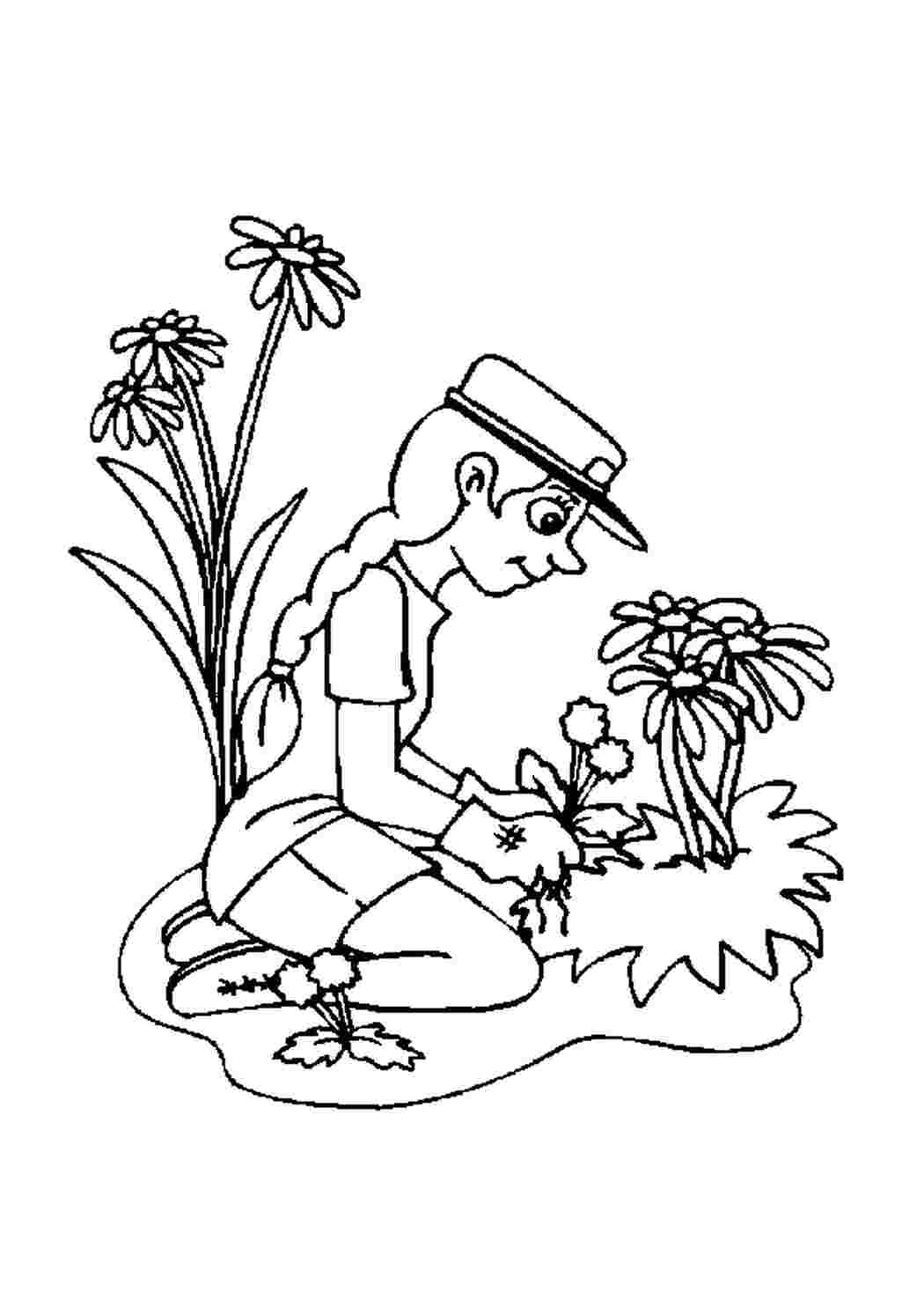 Раскраска Посадка нових дерев Розфарбування за навколишнім світом