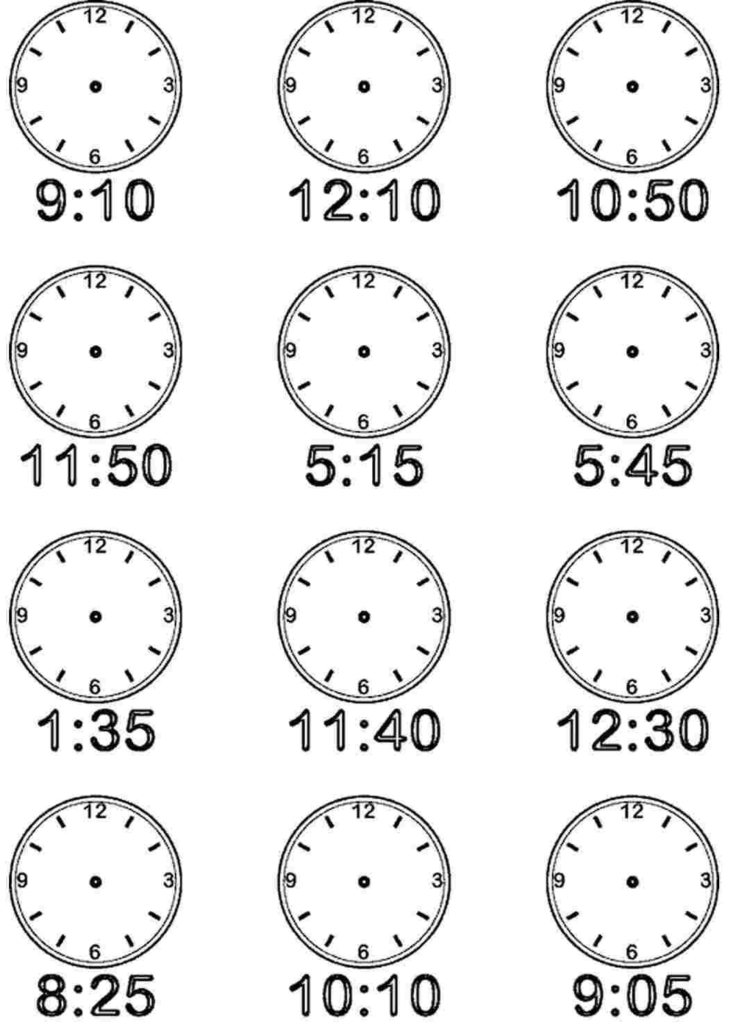 Раскраска Вчимося визначати час за стрілочним годинником Завдання про стрілочний годинник