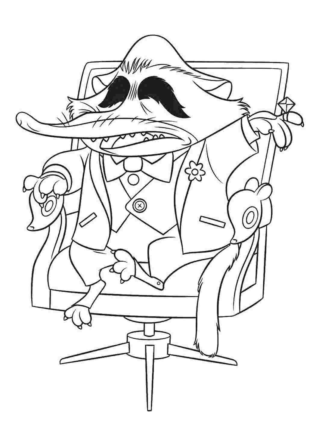 Раскраска Звірок у кріслі